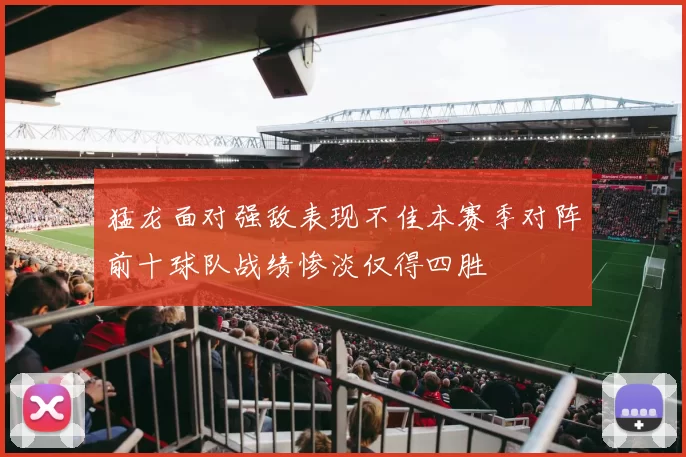 猛龙面对强敌表现不佳本赛季对阵前十球队战绩惨淡仅得四胜